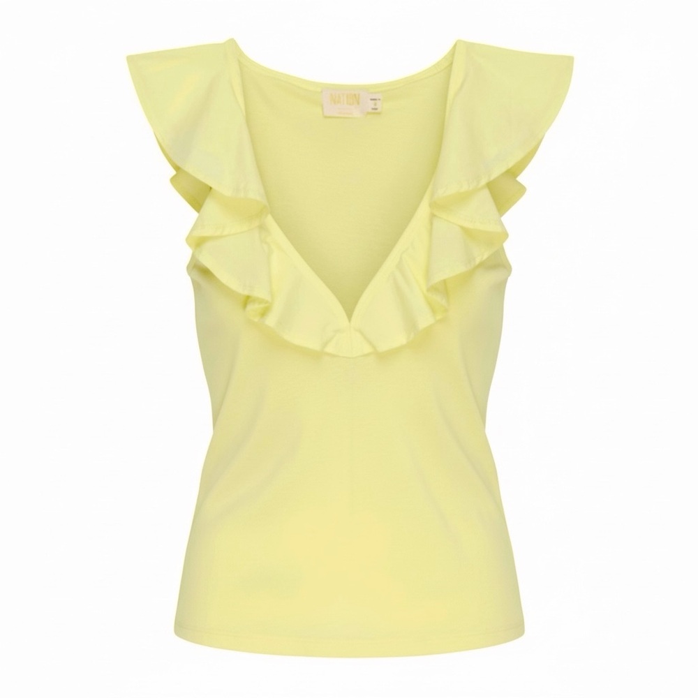 Nation LTD Neah Flutter Sleeveless Top in Nectar Yellow - Large